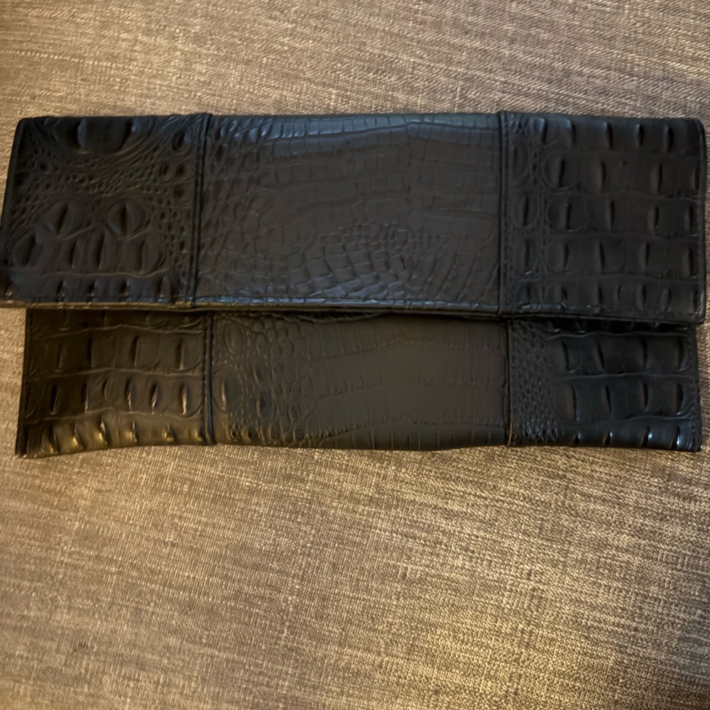 Elegant Black Croc Clutch Handbag